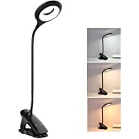 Los mejores  - 3W Lámpara de Lectura Recargable para Libro Cama con Pinza- 3 Modos de Luz y 3 Brillo Ajustable- Lámparas Flexo Táctil…
